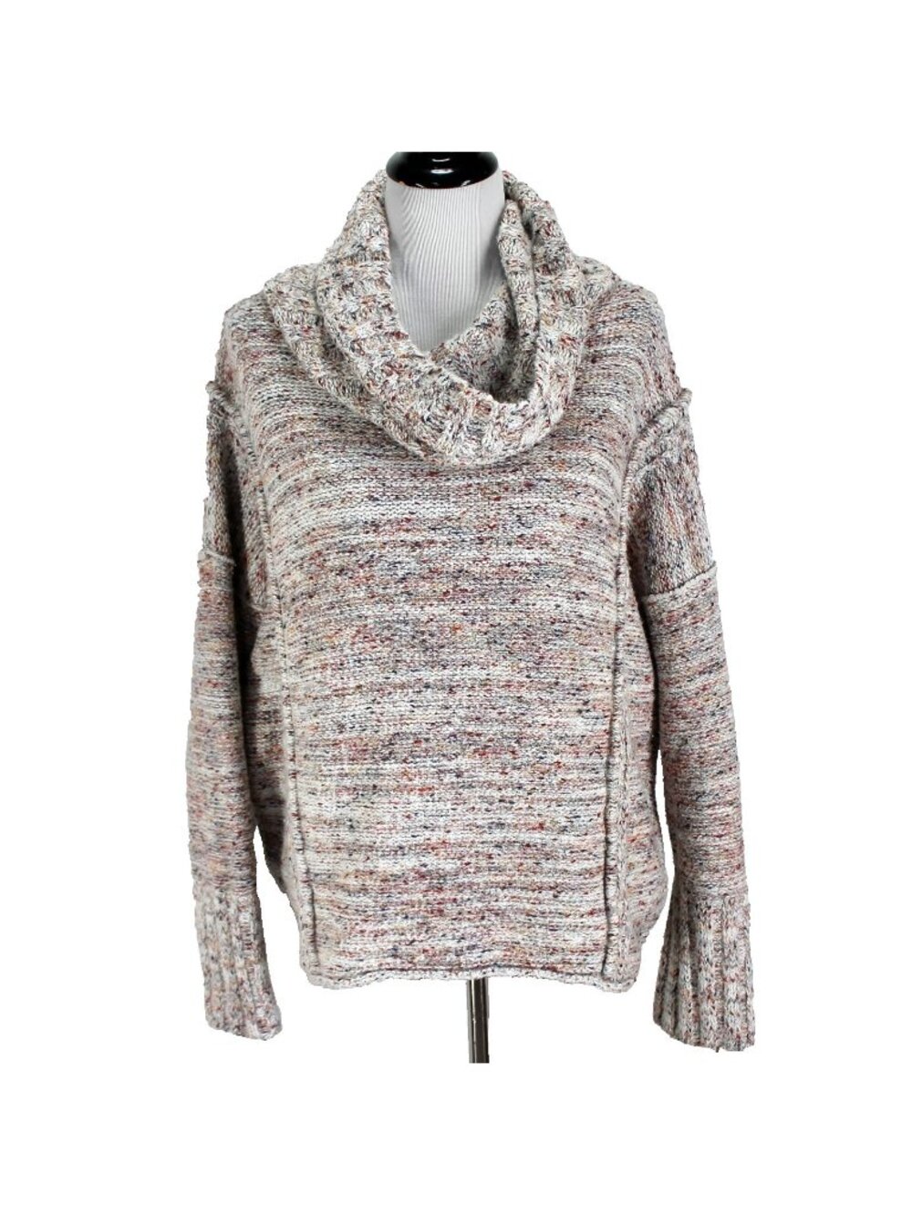Pilcro Cowl Neck Sweater Size L Multi Color Long Sleeve Chunky Drop Shoulder